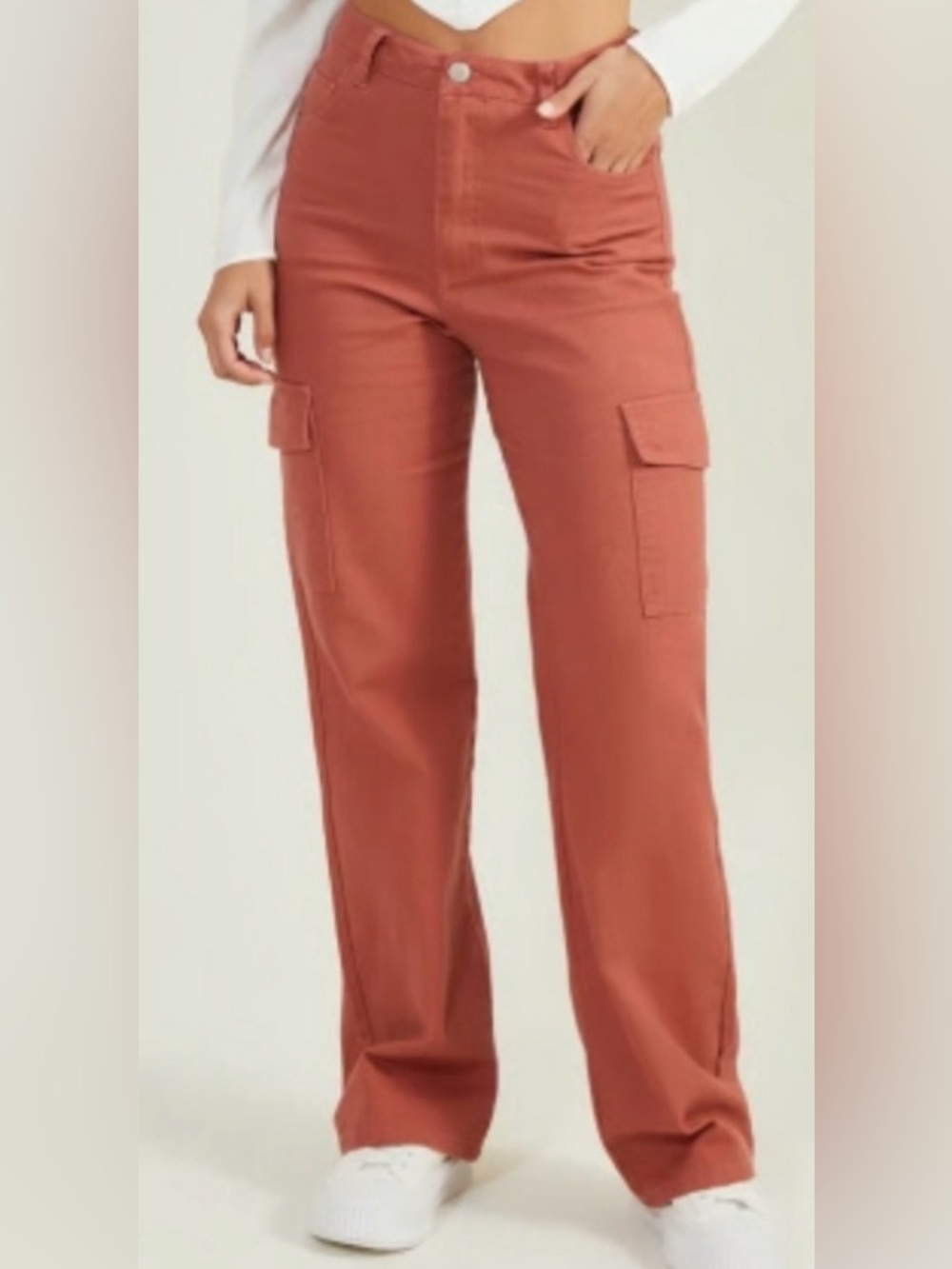 Altar'd State Nantucket Reds Terracotta Cargo Pants High-rise Wide Leg EUC